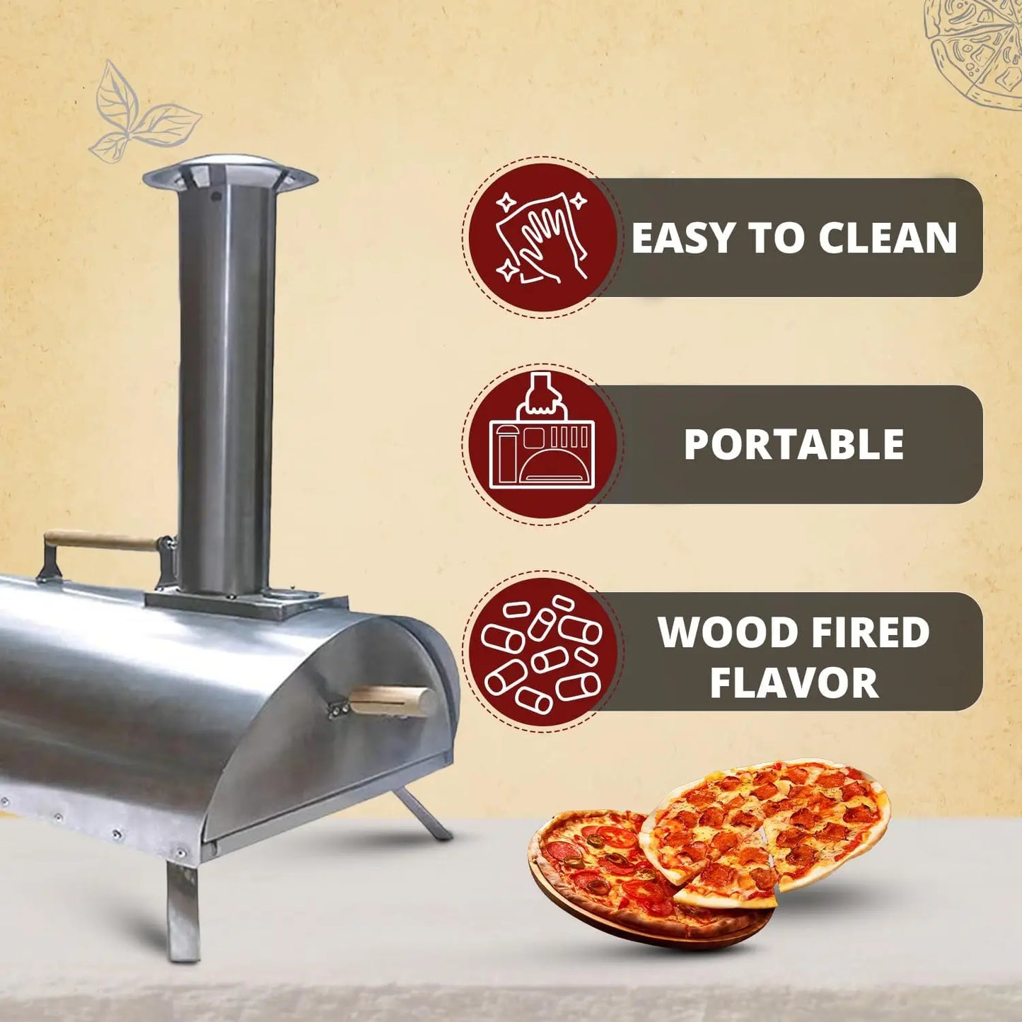 PoBoy Outdoor Pellet Pizza Oven – Portable Wood-Fired Oven with 13" Stone, Peel, Blower & Accessories
