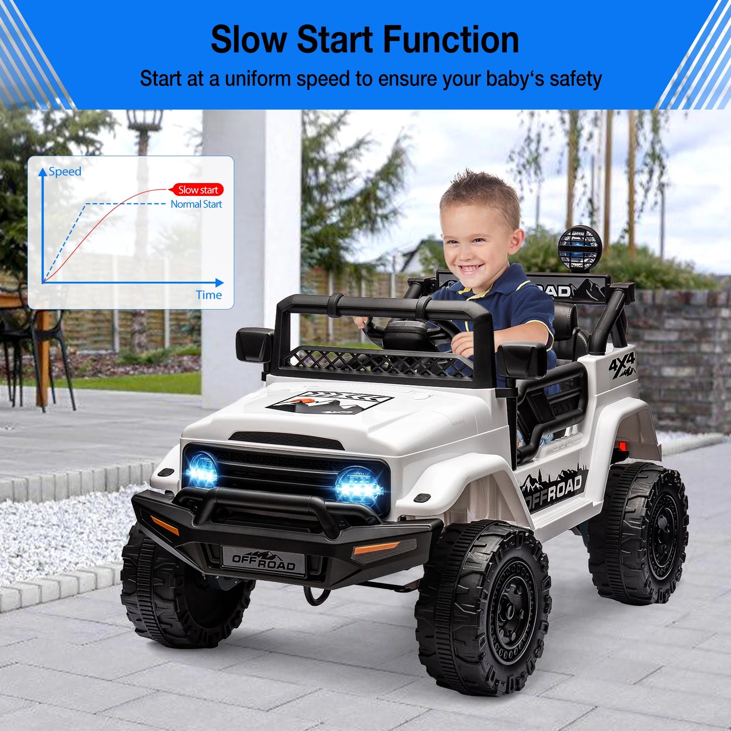 12V Ride-On Truck for Kids – 2 Seater Electric Vehicle with Remote Control, Bluetooth Audio & LED Lights