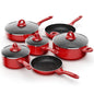 Induction Cookware Pots and Pans Set 10 Piece, BEZIA Dishwasher Safe Nonstick Cooking Pans, Stay-Cool Bakelite Handle