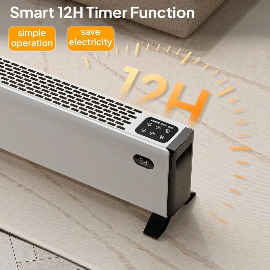 32'' Electric Baseboard Heater with Remote & Timer – 1500W Convection Space Heater with Adjustable Heating Modes & Safety Protection