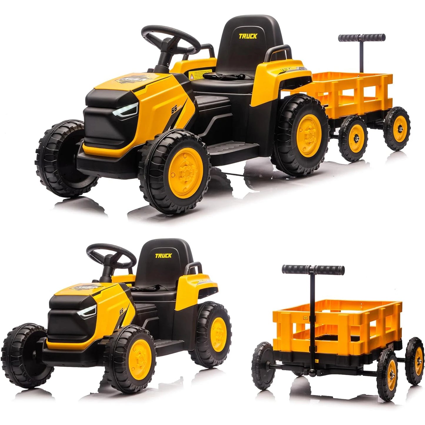 12V Ride-On Tractor with Detachable Trailer – Electric Kids' Truck with Remote Control, Bluetooth Music & 8-Wheel Design for Ages 3–8