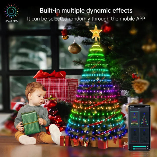 RGB 400 LED USB Bluetooth App Remote Control Christmas Tree Lights for Christmas New Year Decoration