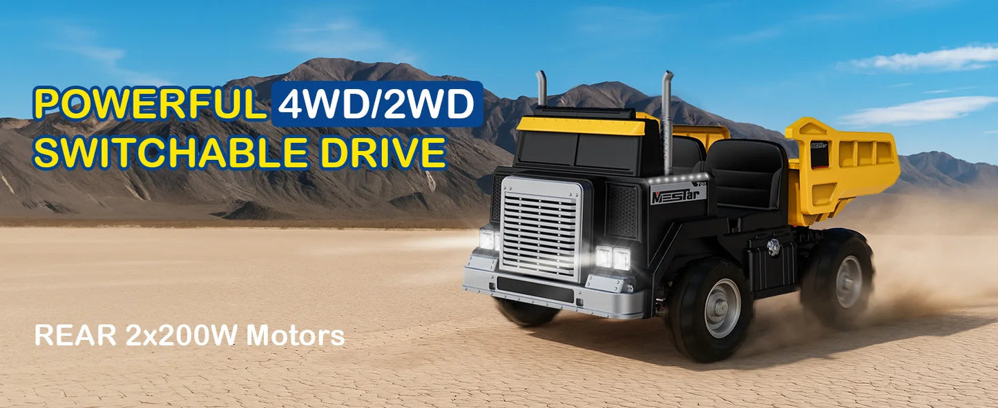 LIGIANT 24V Ride-On Dump Truck for Big Kids – 2-Seater Electric Truck with Remote Control, Power Dump Bed, 4WD Switch, Bluetooth & Suspension