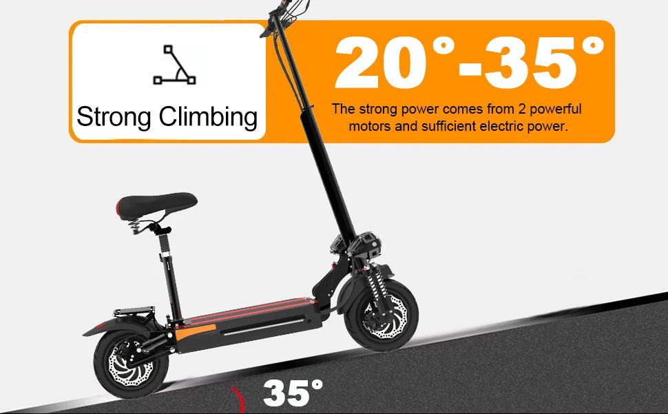 Electric Scooter 2600W Dual Motor – 40 MPH, 48V 20.8Ah Battery, Foldable with Seat, 80KM Range