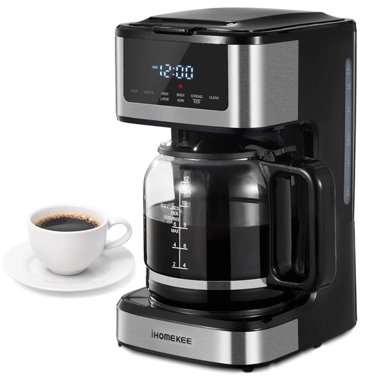 HomeBrew Pro Programmable Drip Coffee Maker - 12 Cup Capacity with Iced Coffee Function & Touchscreen
