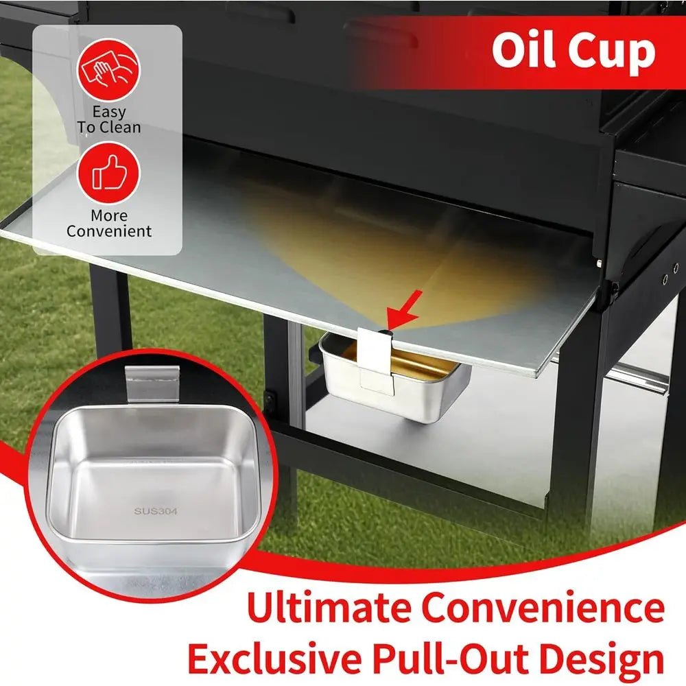 GRIDDLE GRILL COMBO – PROPANE GAS AND CHARCOAL GRILL, OUTDOOR BBQ GRILLS, 4 BURNER PROPANE STOVE WITH GRIDDLE, CAST IRON GRATES