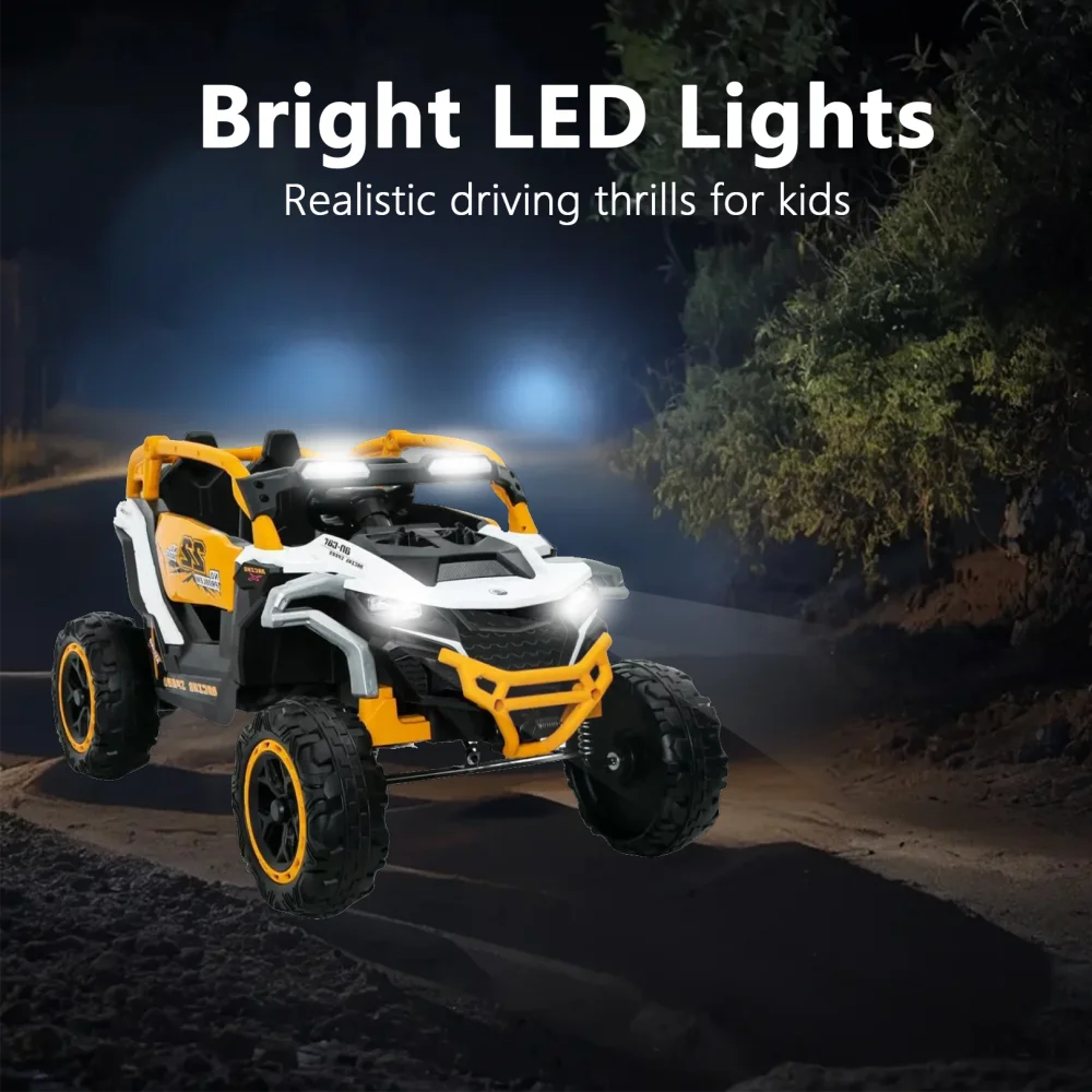 12V 2-Seater Ride-On UTV for Kids – Electric Truck with Remote Control, Flashlights, Suspension & Music