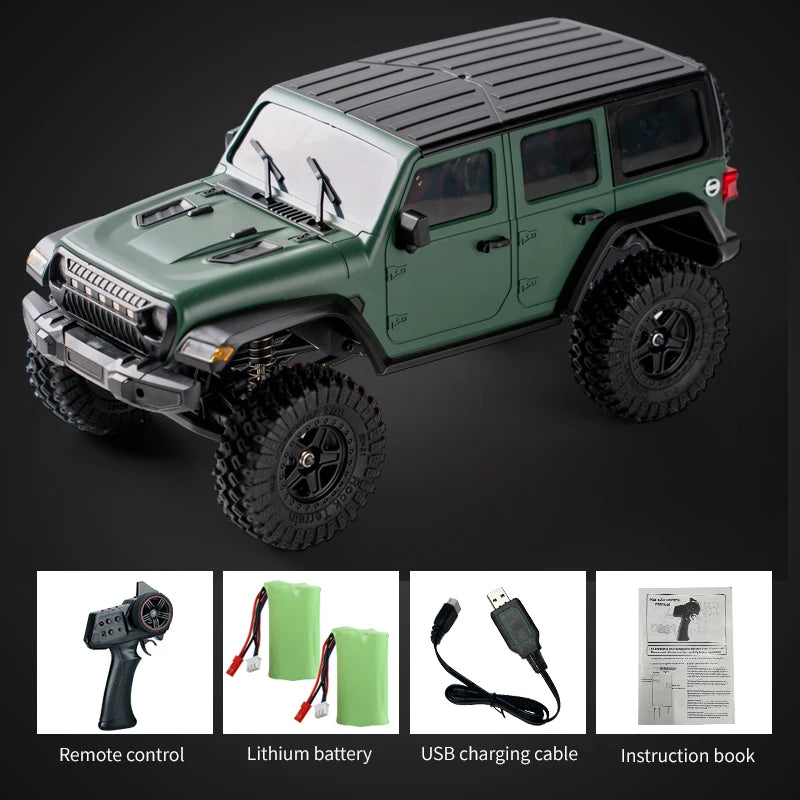 C8801 1:18 RC Climbing Jeep – 4WD Off-Road Rock Crawler with Lights, 2.4GHz Remote, 370 Motor & Simulation Body