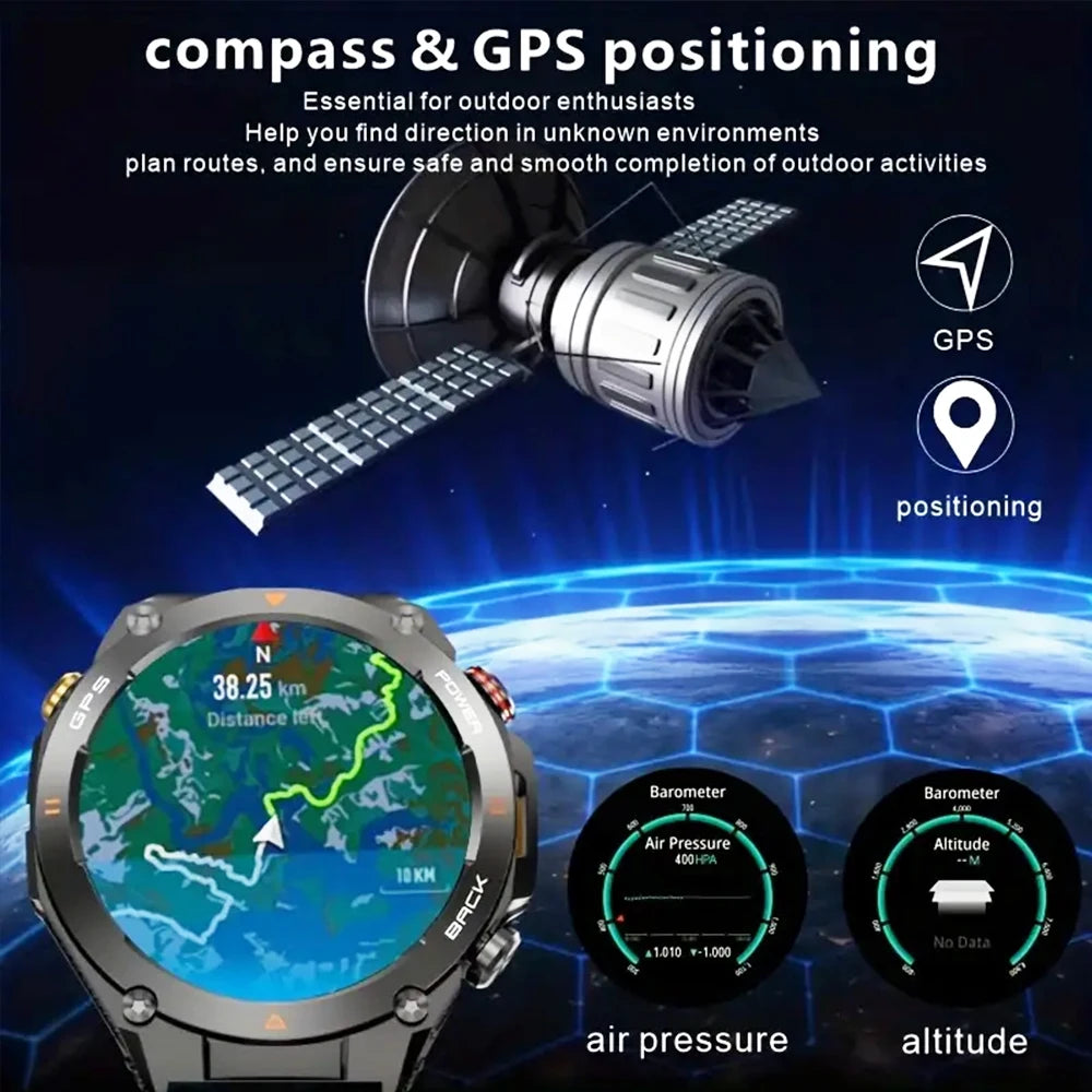 SENBONO KC82 GPS Smart Watch – 1.45” HD IPS Display, Built-in GPS, Bluetooth Calling, Military-Grade Sports Watch