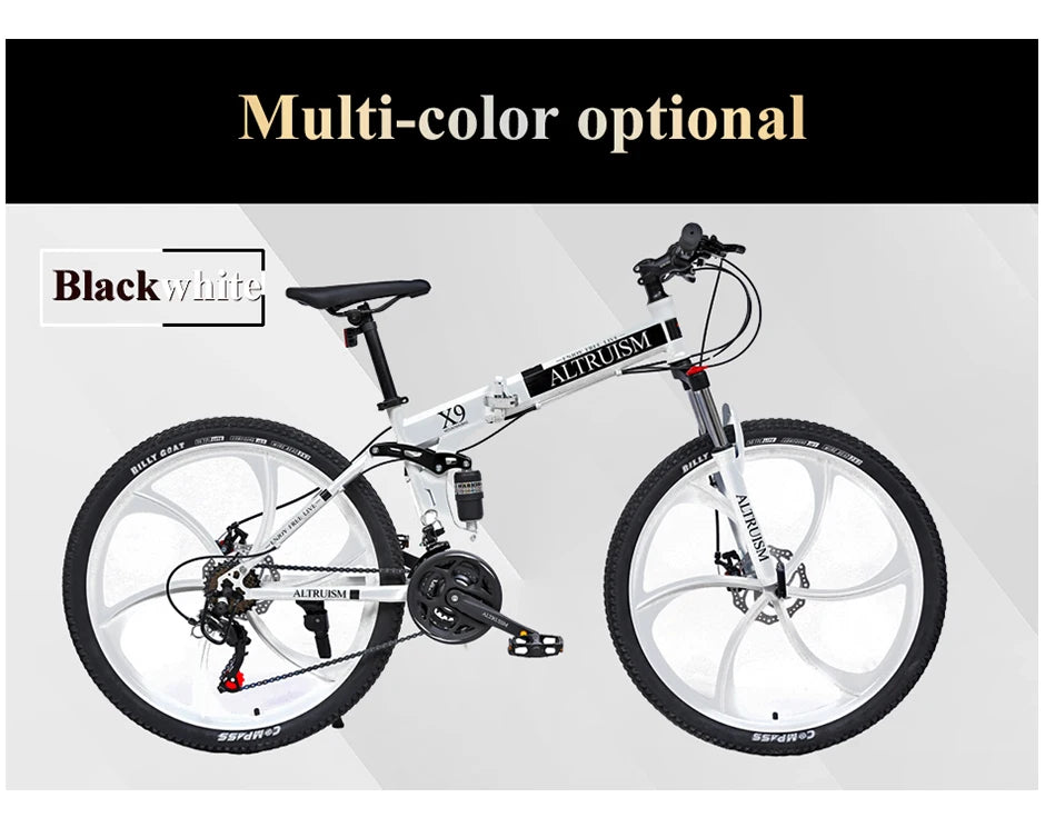 26 Inch Mountain Bike for Men & Women, 21 Speed Dual Suspension Adult Bicycle with Adjustable Disc Brake High Carbon Steel Frame