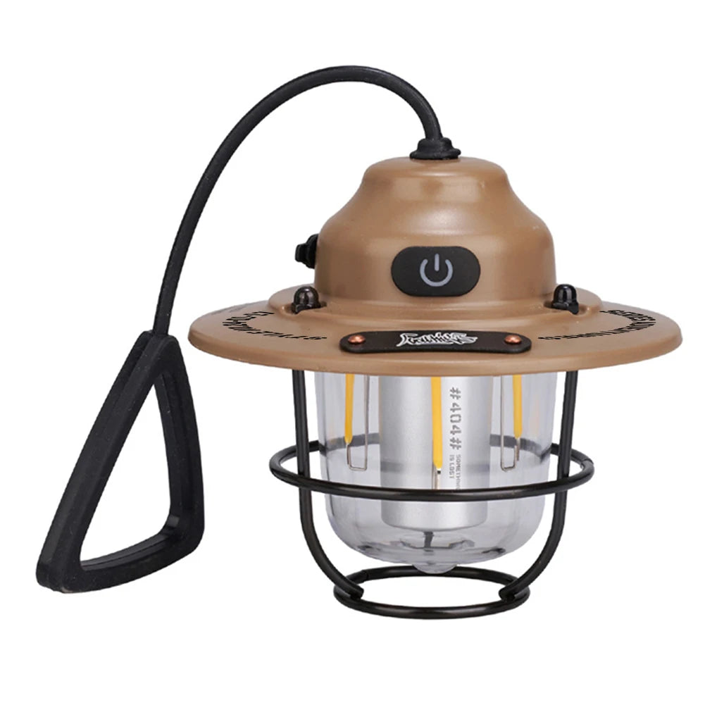 Retro LED Camping Lantern with Type-C Charging & 4 Light Modes