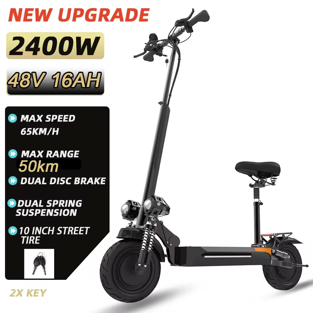 6000W 72V Electric Scooter – High-Speed Off-Road eScooter with Seat, Dual Drive, and LCD Display