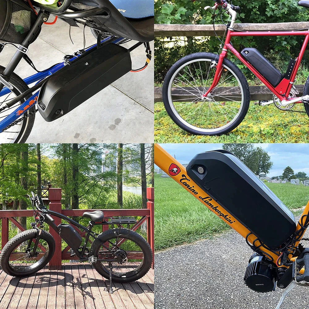 Hailong Ebike Battery Pack – 36V/48V/52V | 10Ah 15Ah 20Ah | Lithium Battery with Charger, BMS, USB Port & Lock – Fits 350W–1500W Motors