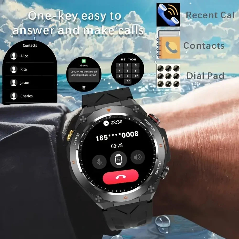 SENBONO KC82 GPS Smart Watch – 1.45” HD IPS Display, Built-in GPS, Bluetooth Calling, Military-Grade Sports Watch