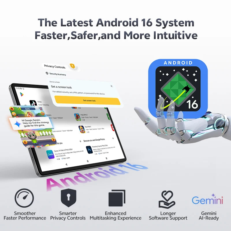 SVITOO Android 16 Tablet 11 Inch Octa-Core Processor 20GB RAM 128GB ROM 8800mAh Battery WiFi 5 BT 5.0 GPS Widevine L1 With Case