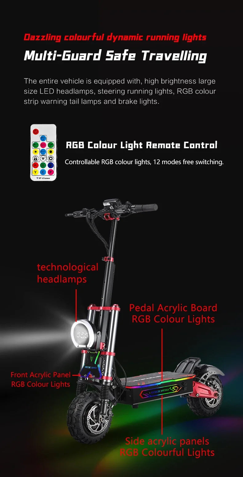 Boyueda S5 Electric Scooter – 6000W Dual Motor, 60V 38Ah Battery, 85 KM/H Max Speed, 120 KM Range, Hydraulic Suspension and Brakes