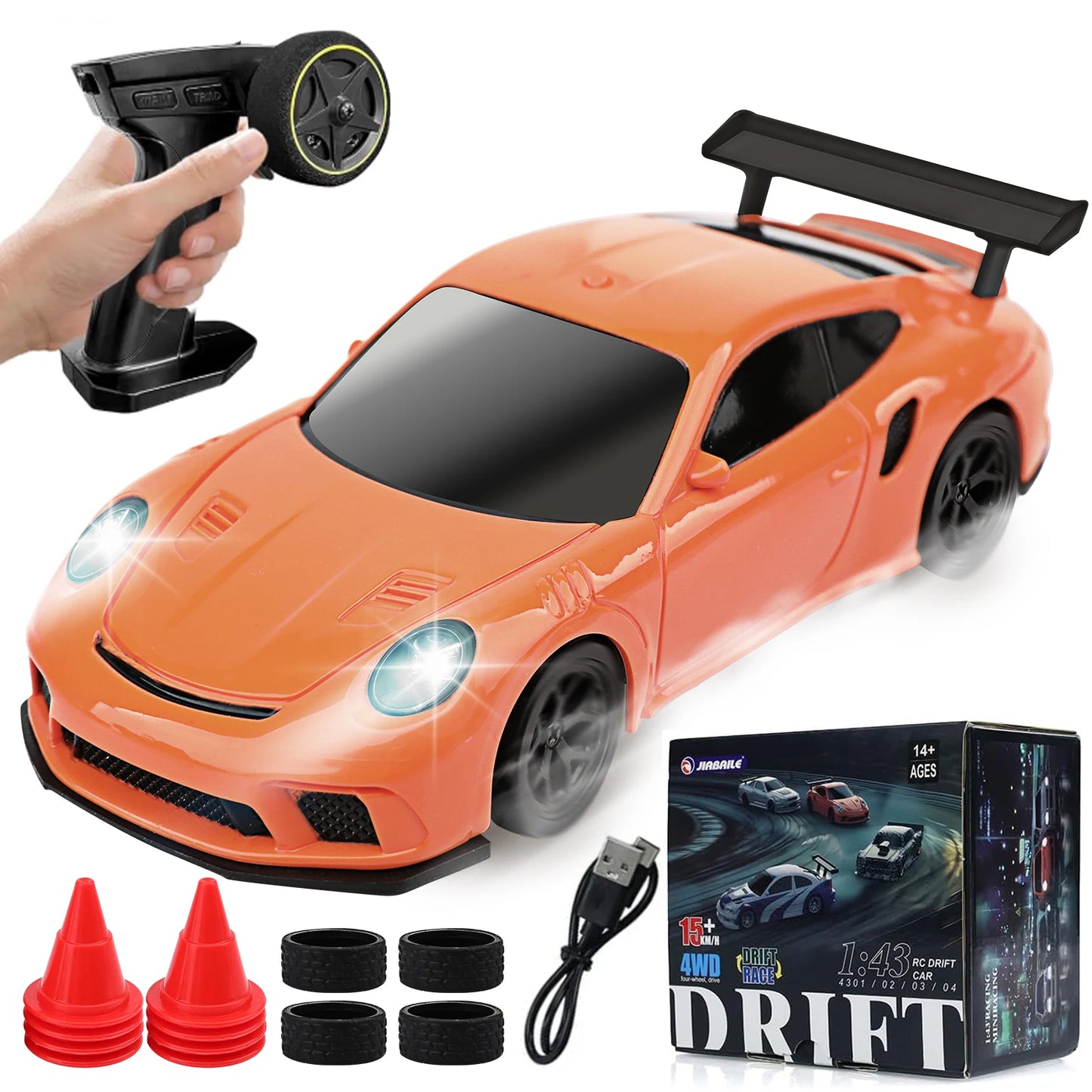 1/43 Scale 4WD Mini RC Drift Car – Full Proportional Steering & Throttle, High-Speed Remote Control Drifting Car – RTR Package