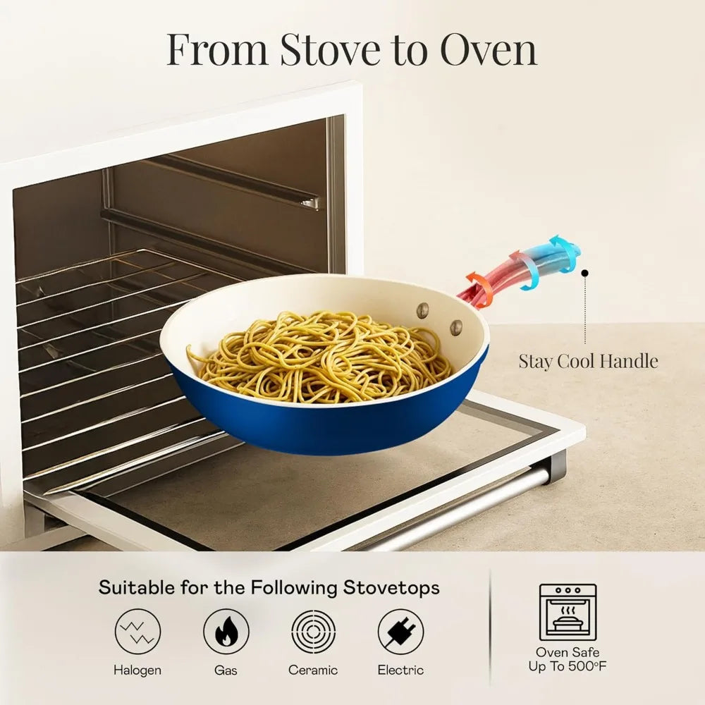 12-Piece Ceramic Nonstick Cookware Set with Steamer – PFOA/PFOS-Free