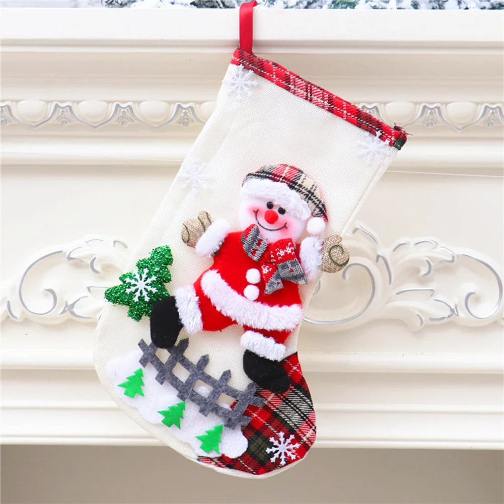 4Pcs Christmas Stockings Set – Santa, Snowman, Bear & Elk