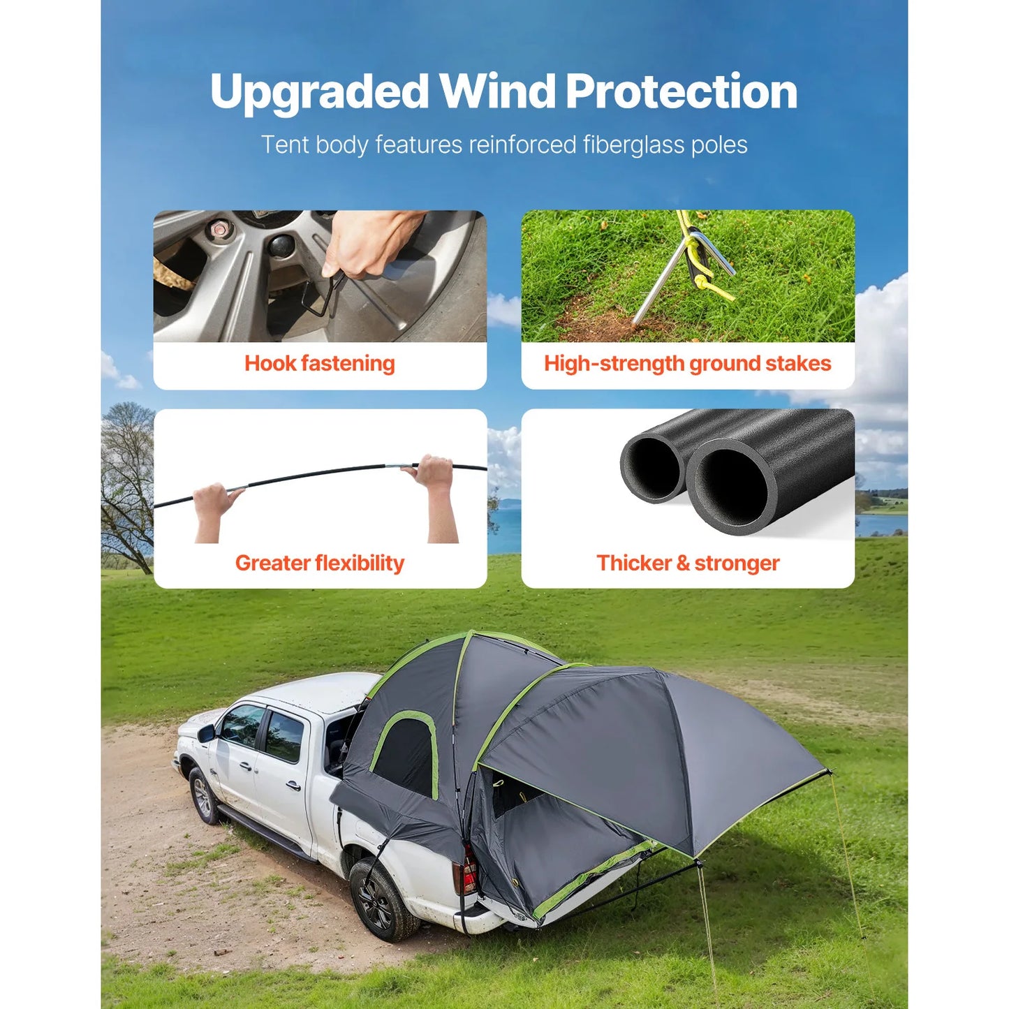 Pickup Truck Bed Tent with Awning – Waterproof Camping Tent for 2–3 Persons