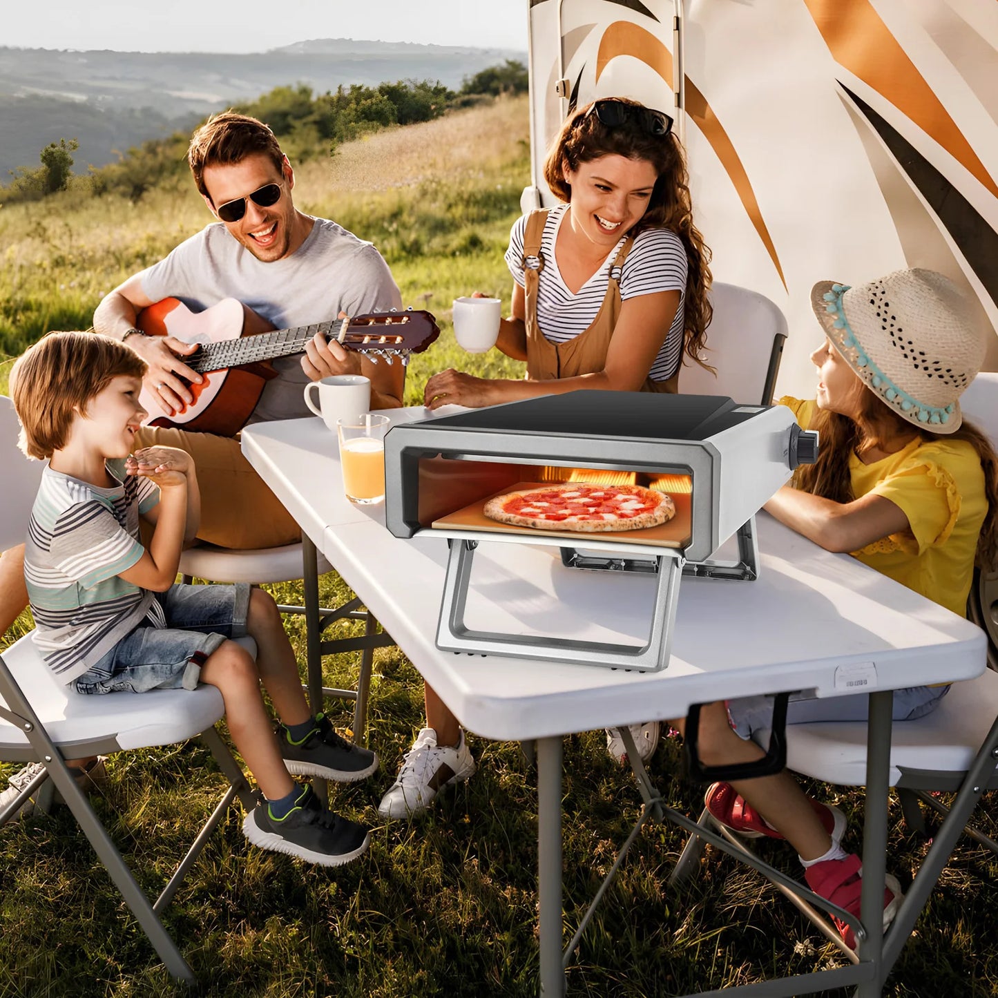 12-Inch Portable Gas Pizza Oven, 950°F Outdoor Propane Pizza Oven with Stone & Accessories for Backyard, Camping & Outdoor Cooking
