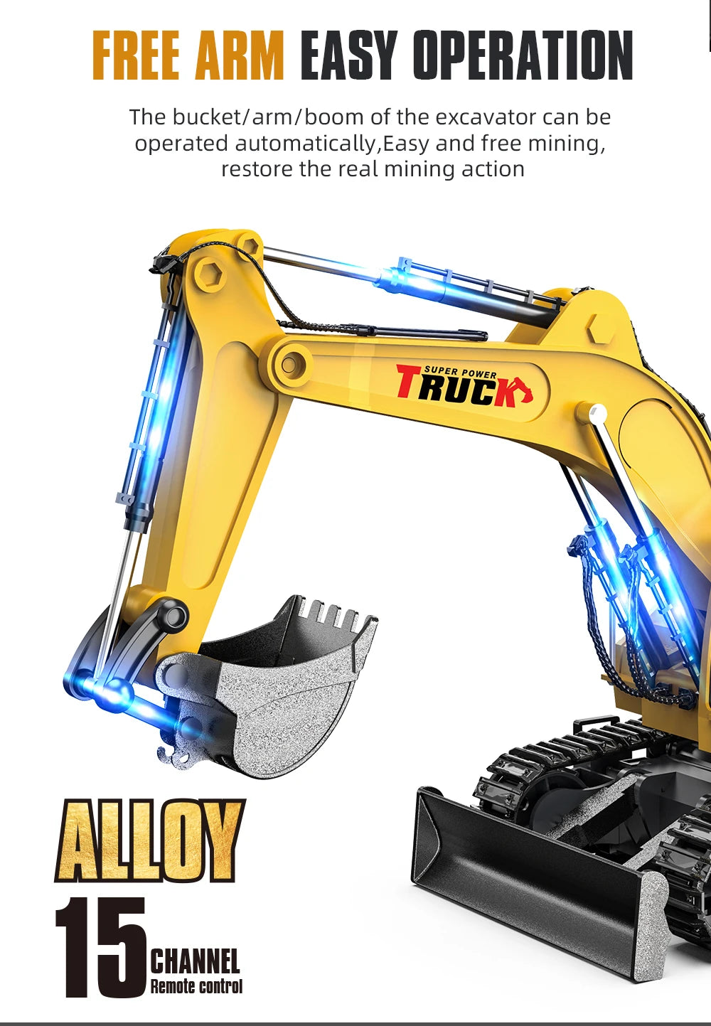 1:18 Alloy RC Excavator – 17-Channel Full Simulation Construction Vehicle