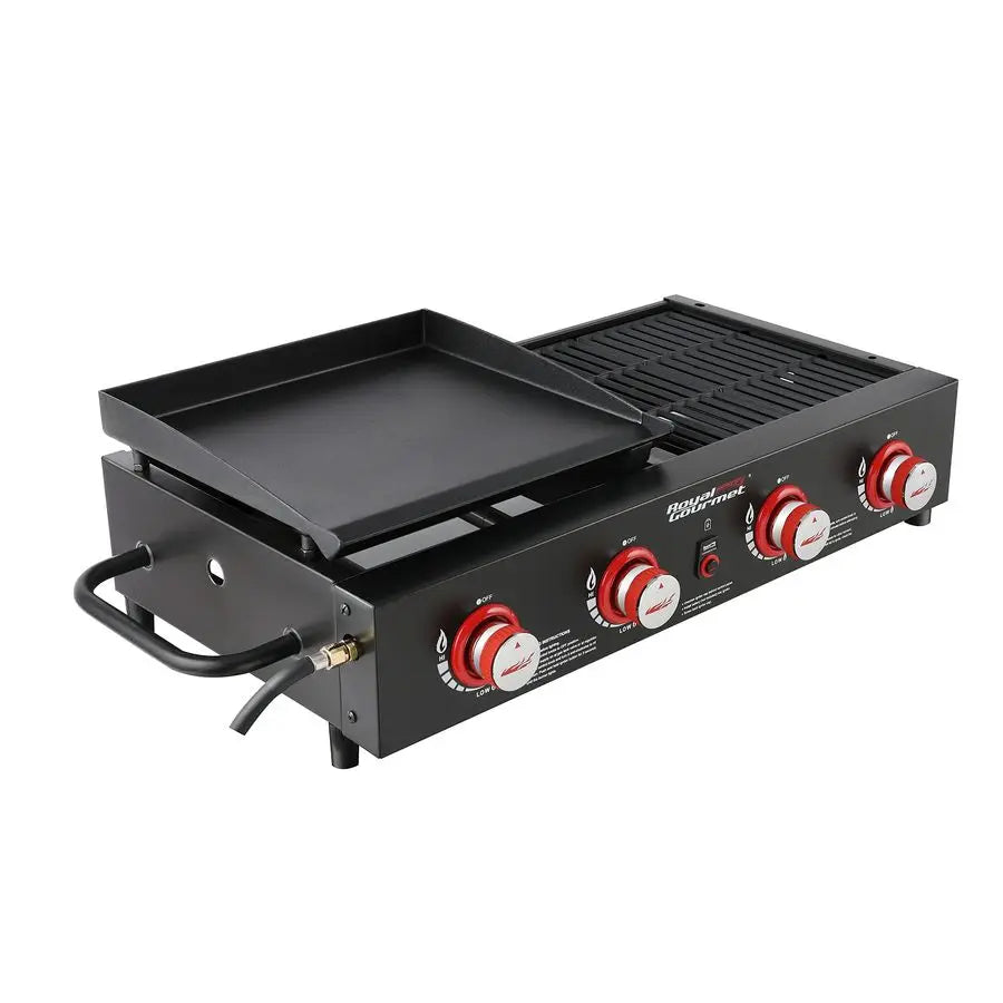 Royal Gourmet GD4002T 4-Burner Portable Propane Grill and Griddle Combo – 40,000 BTU Outdoor Flat Top Tailgater BBQ with Grease Management System