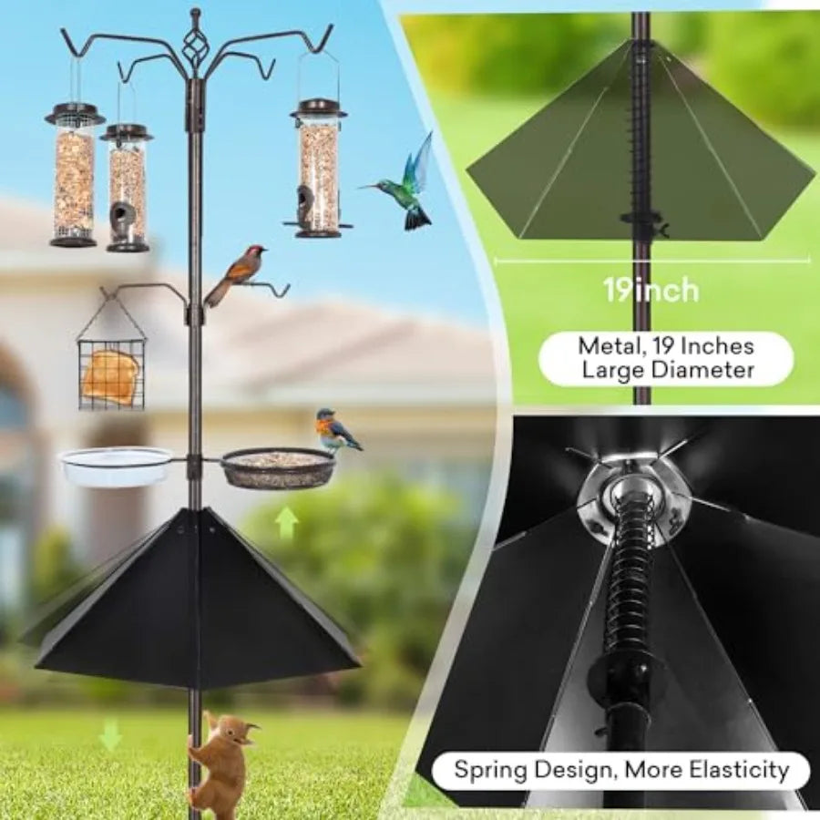 6-Hook Heavy Duty Bird Feeding Station Kit with Multiple Feeders & Water Tray