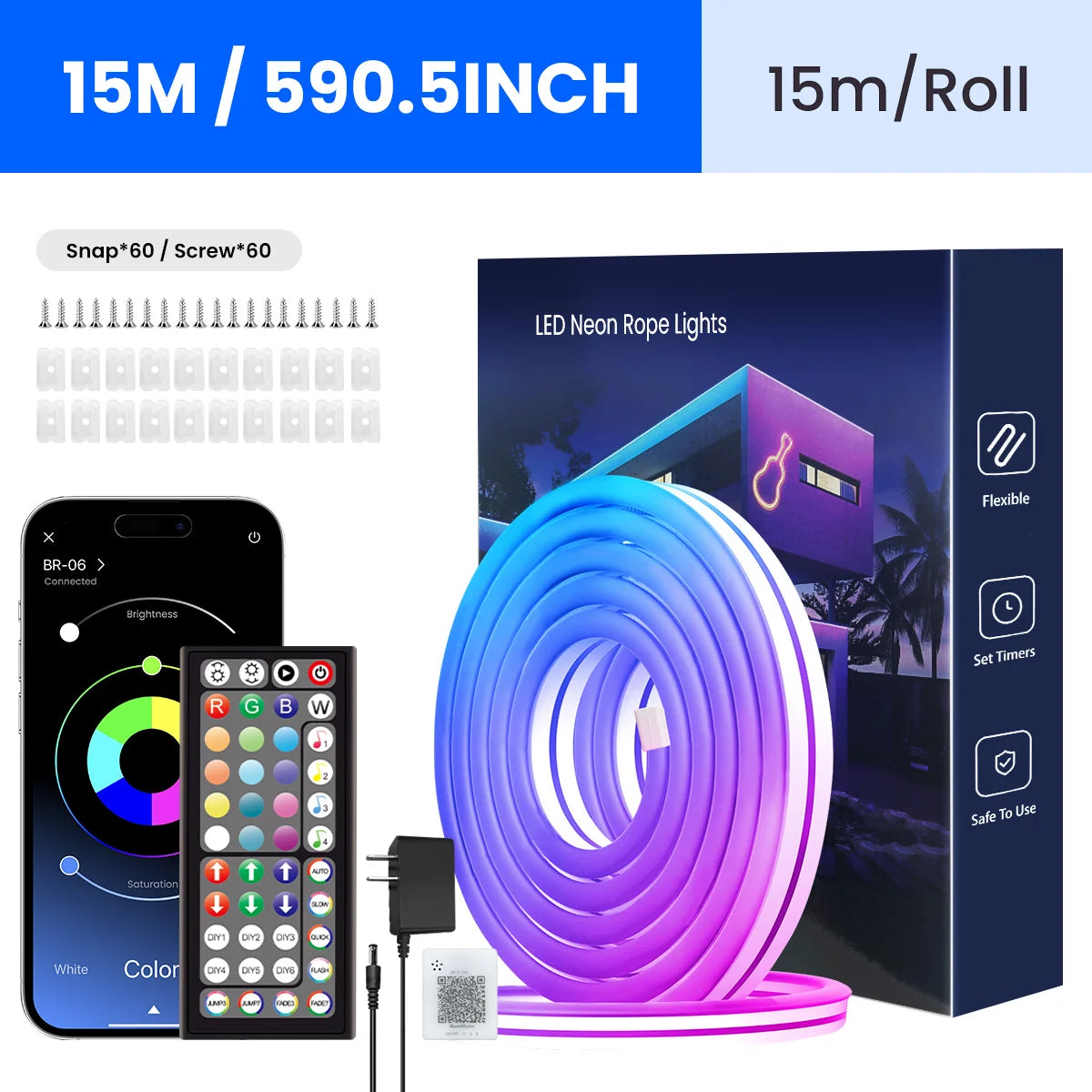 Flexible LED Light Strip With Remote And APP Control RGB Lighting Strip for Home/Bedroom