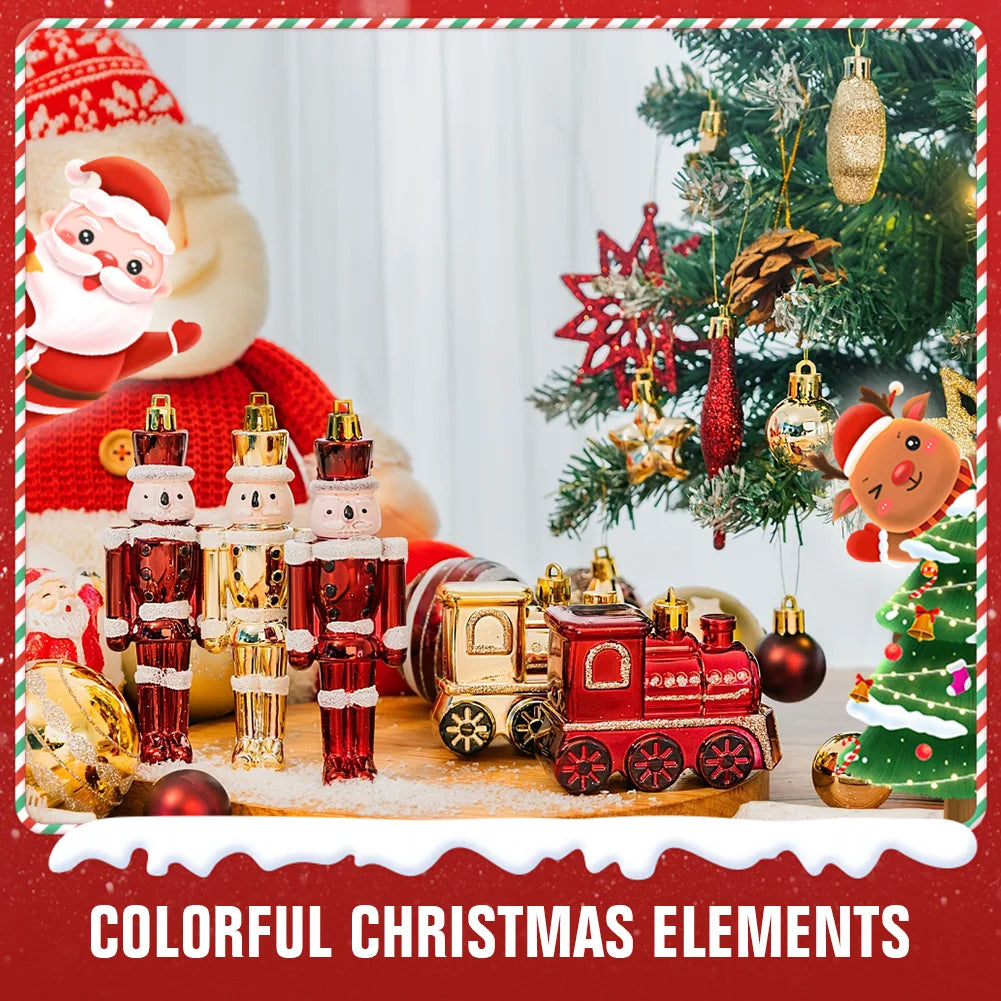 50Pcs Christmas Tree Hanging Decors Decorative Red and Golden Xmas Tree Pendants Shatterproof Home Xmas Decoration for New Year