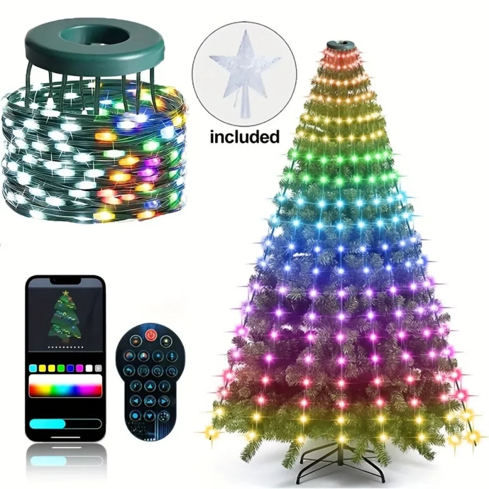 Smart WiFi 400 LED Music Sync APP Indoor Outdoor Waterproof Christmas Tree Lights DIY Pattern