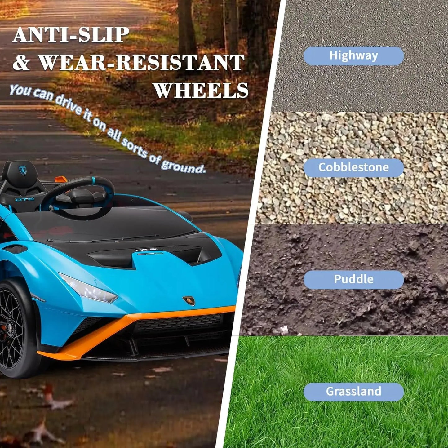 24V Kids Ride on Car Compatible for Lamborghini Electric Car with 4 Wheels Sports Car Toys Remote Control