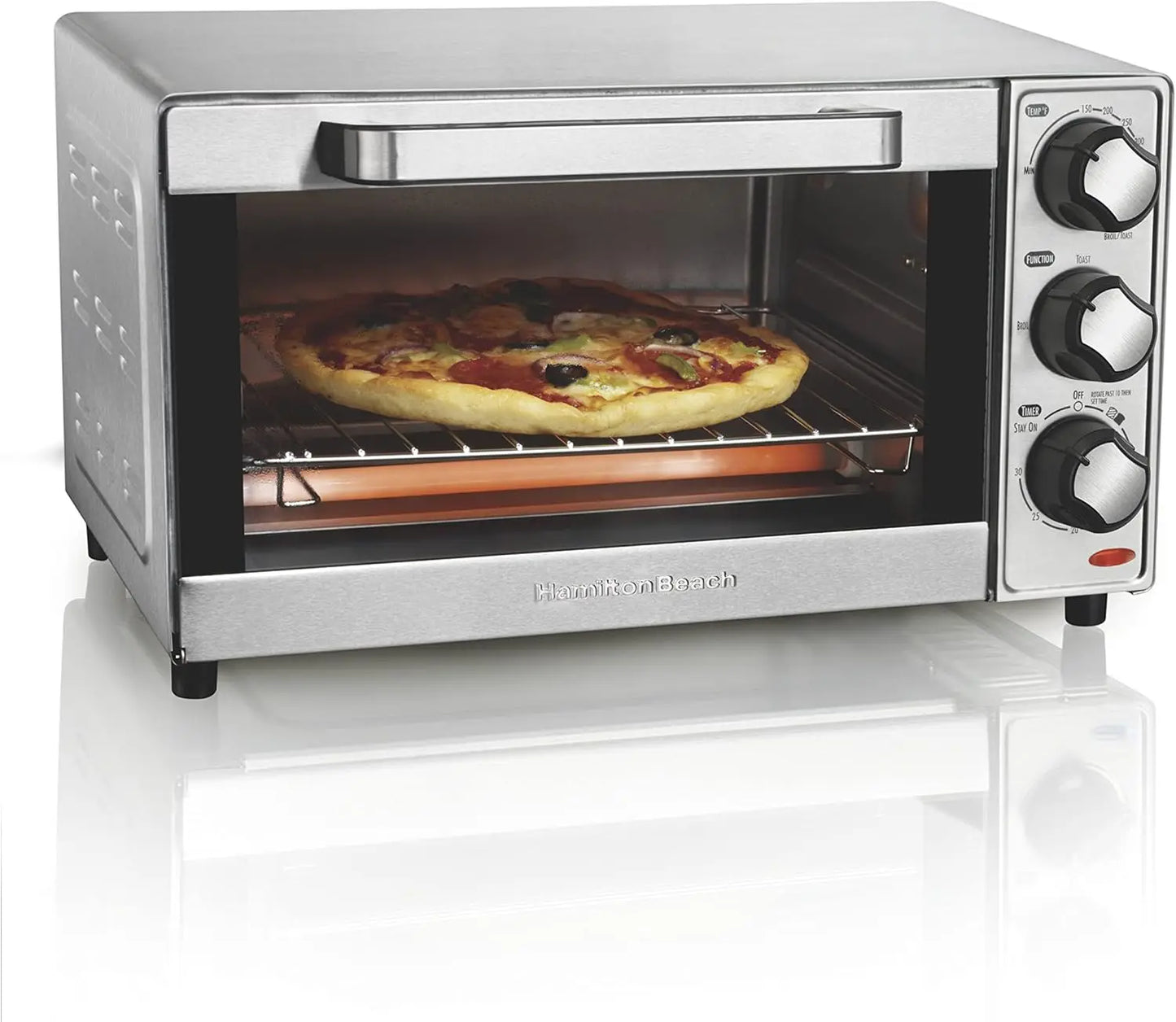 Hamilton Beach Countertop Toaster Oven & Pizza Maker – 4-Slice Capacity, Stainless Steel