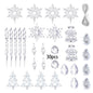 Frosted Glass Snowflake Ornament Set - 30 Pieces Elegant Christmas Tree Hanging Decorations Winter Holiday Icicle Theme