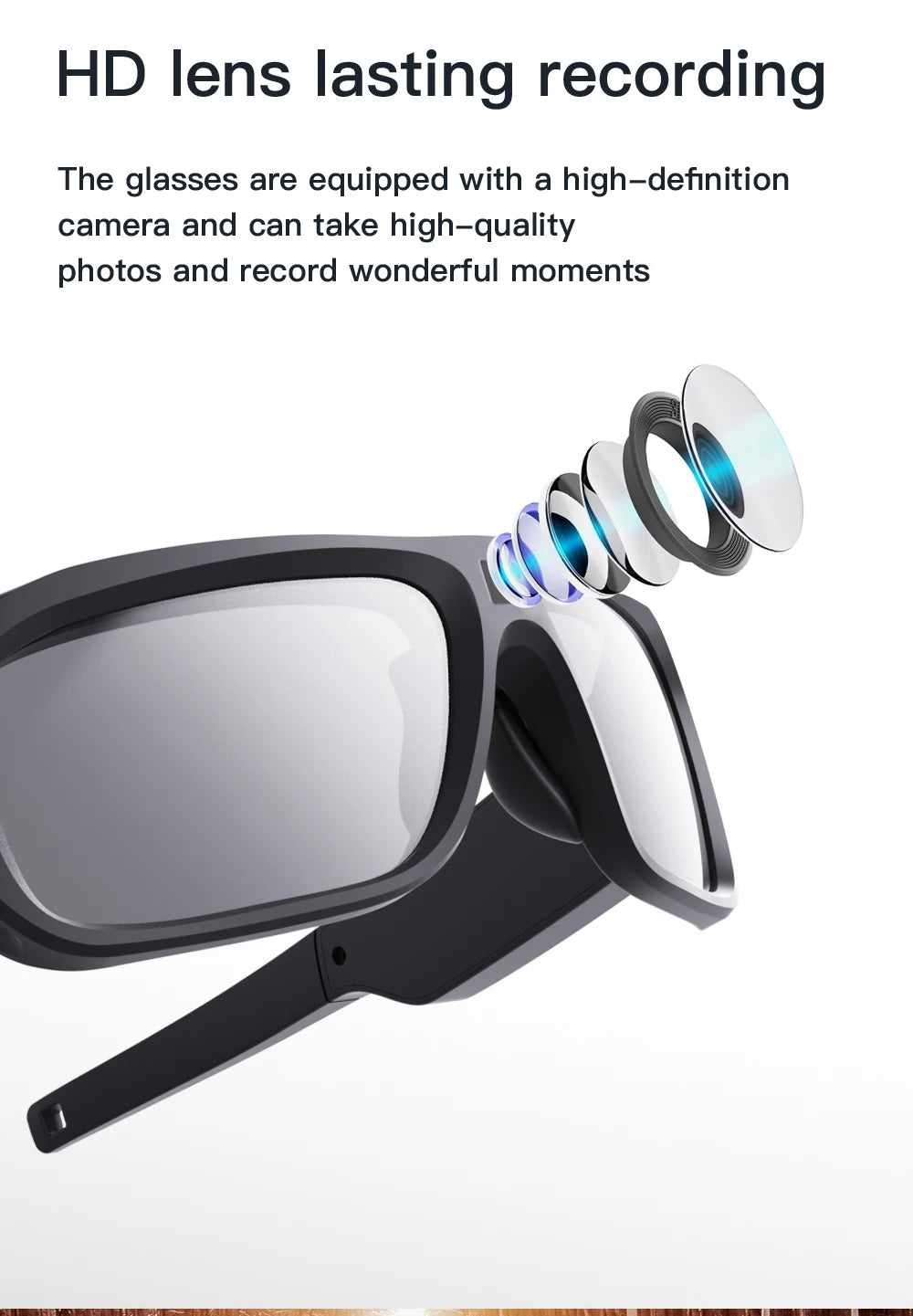 4K HD Smart Camera Glasses with 64GB Storage & Hands-Free POV Recording