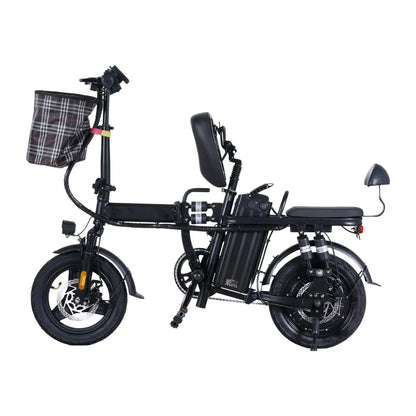 GleeRide A9 Folding Electric Bike – 500W Motor, 48V 15Ah Battery, Dual Seat, 20MPH, 80KM Range, 14" Tires