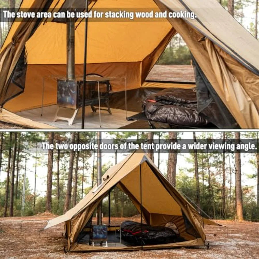 Camping Hot Tent Cabin Tent Chalet 70 Pro – Portable Wall Tent with Stove Jack and Two Poles for 2–3 Person Hiking & Backpacking