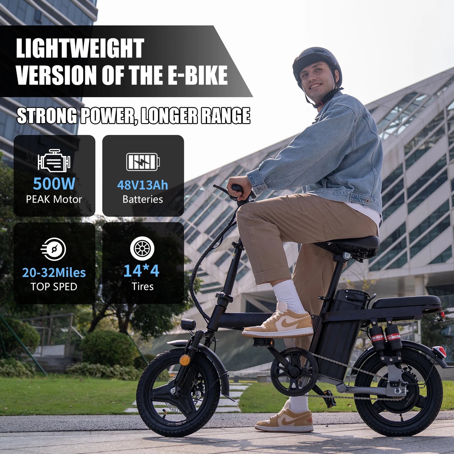 X-Koala Foldable Electric Bike for Adults – 500W Motor, 48V 15Ah Removable Battery, 25MPH Folding E‑Bike with LCD Display