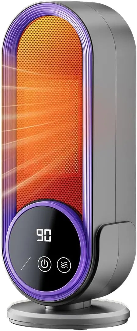 Portable 1200W PTC Ceramic Space Heater with Remote, Timer & Digital Display – Whisper-Quiet Heater for Bedroom or Office