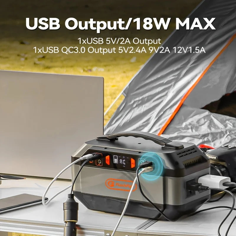 Flashfish P56 330W Portable Solar Generator | 299Wh Power Station with 240V AC Output, 100W Solar Panel Support & Wireless Charging – Ideal for Camping, Travel & Emergency Backup