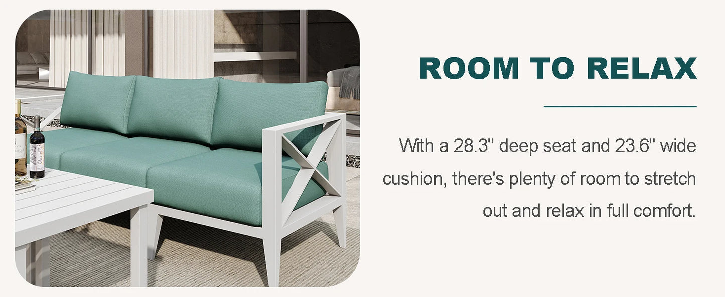 Aluminum Outdoor Patio Conversation Set with Coffee Table