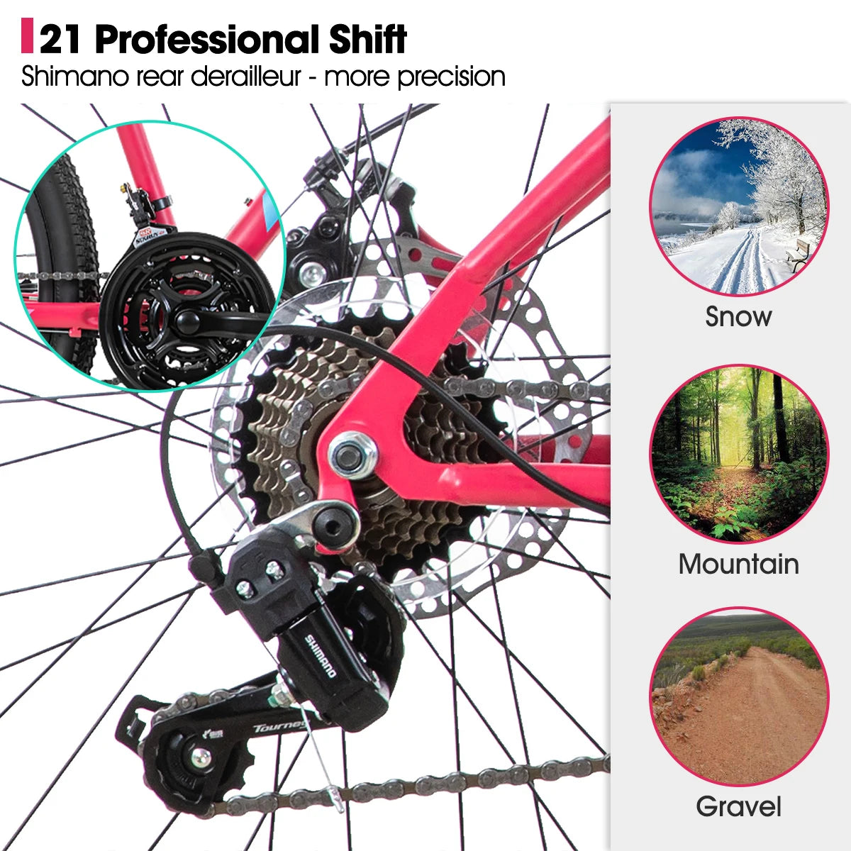 Hiland 26” Women’s Mountain Bike – Shimano 21-Speed Step-Through Bicycle