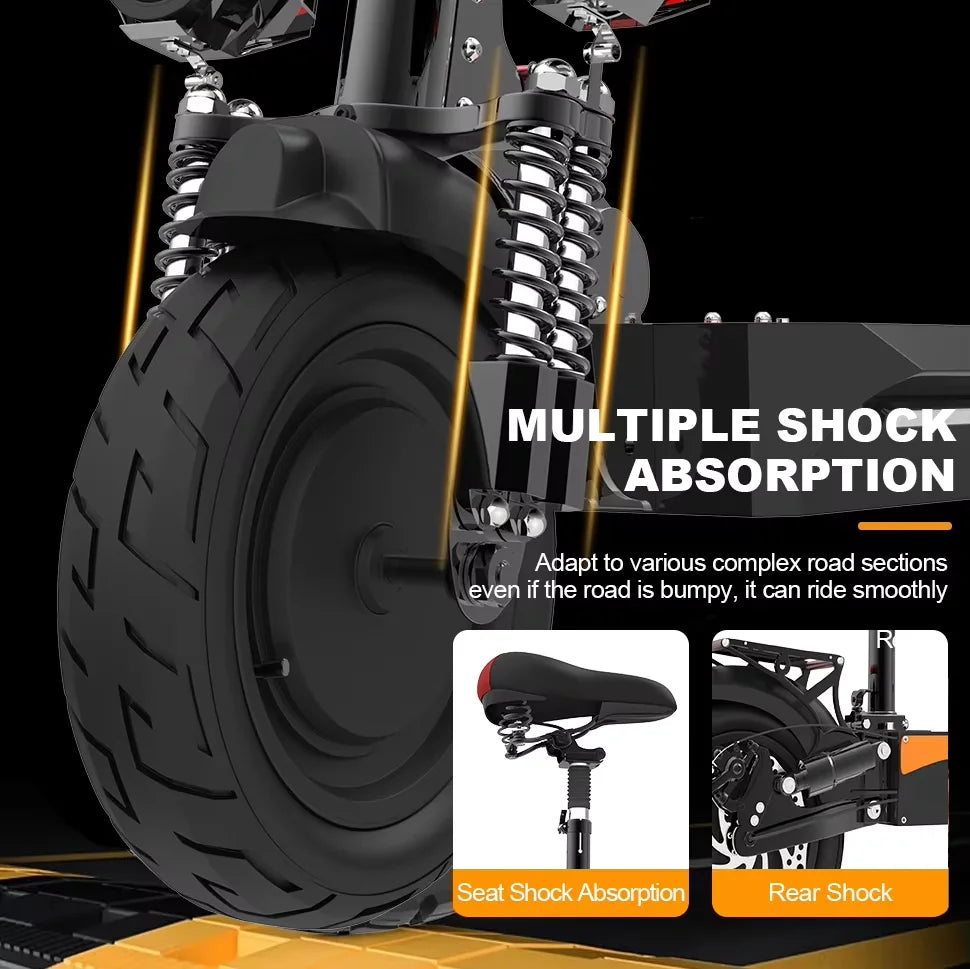 Electric Scooter 2600W Dual Motor – 40 MPH, 48V 20.8Ah Battery, Foldable with Seat, 80KM Range