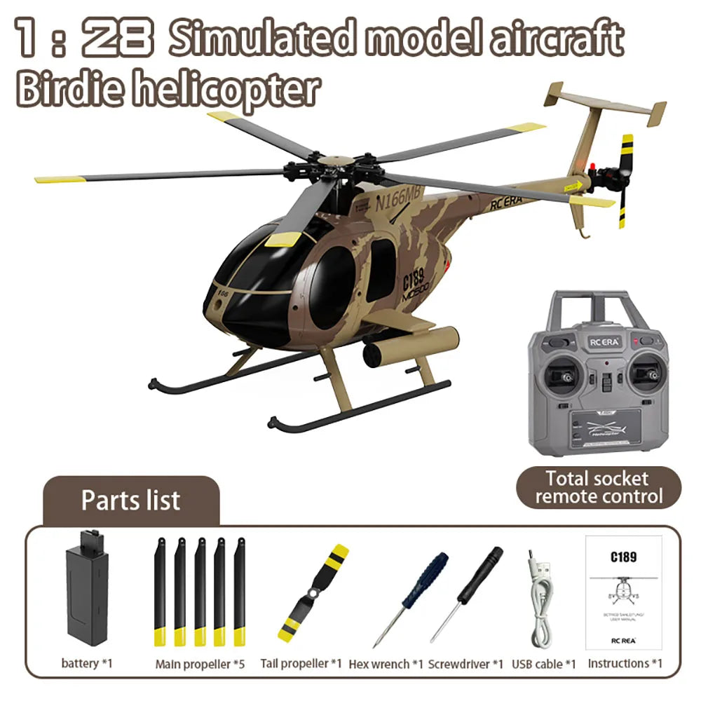 RC ERA C189 MD500 2.4G 6CH Flybarless Brushless RC Helicopter with Altitude Hold – 1:28 Scale