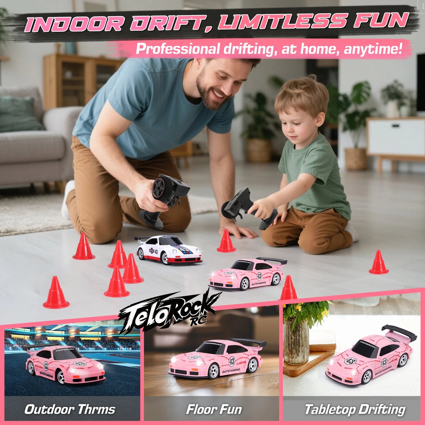 1/43 Scale 4WD Mini RC Drift Car – Full Proportional Steering & Throttle, High-Speed Remote Control Drifting Car – RTR Package