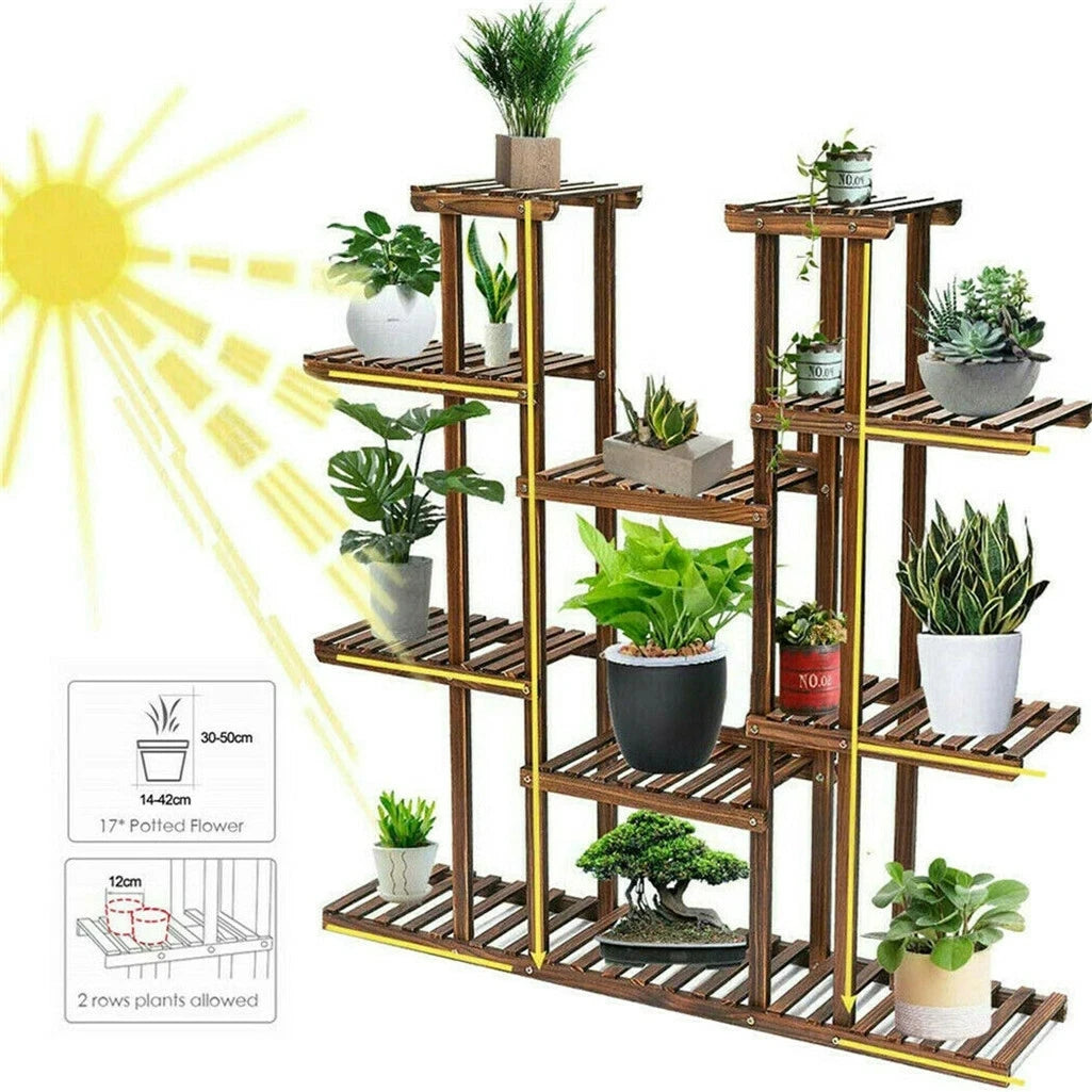 46" Multi-Tier Wooden Plant Stand – Indoor & Outdoor Flower Display Shelf