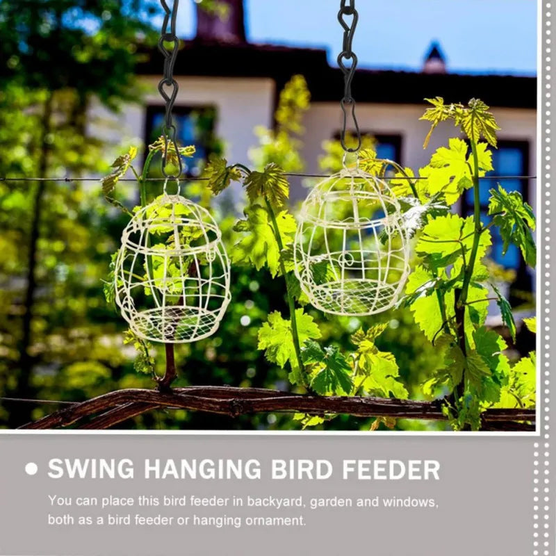6PCS Metal Suet Ball Bird Feeder Set with Hanging Chains for Outdoor Wild Birds