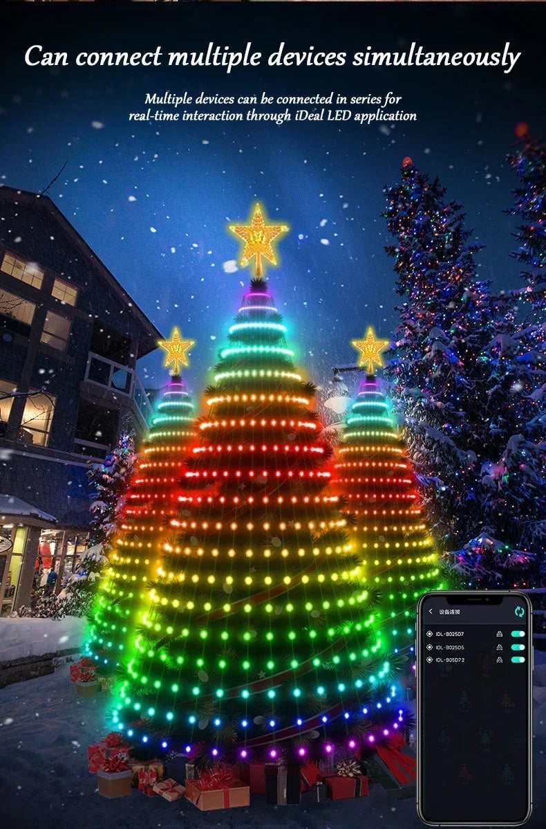 7FT 400LEDs Smart LED Dynamic RGB Color App Music Sync Timer Christmas Tree Lights