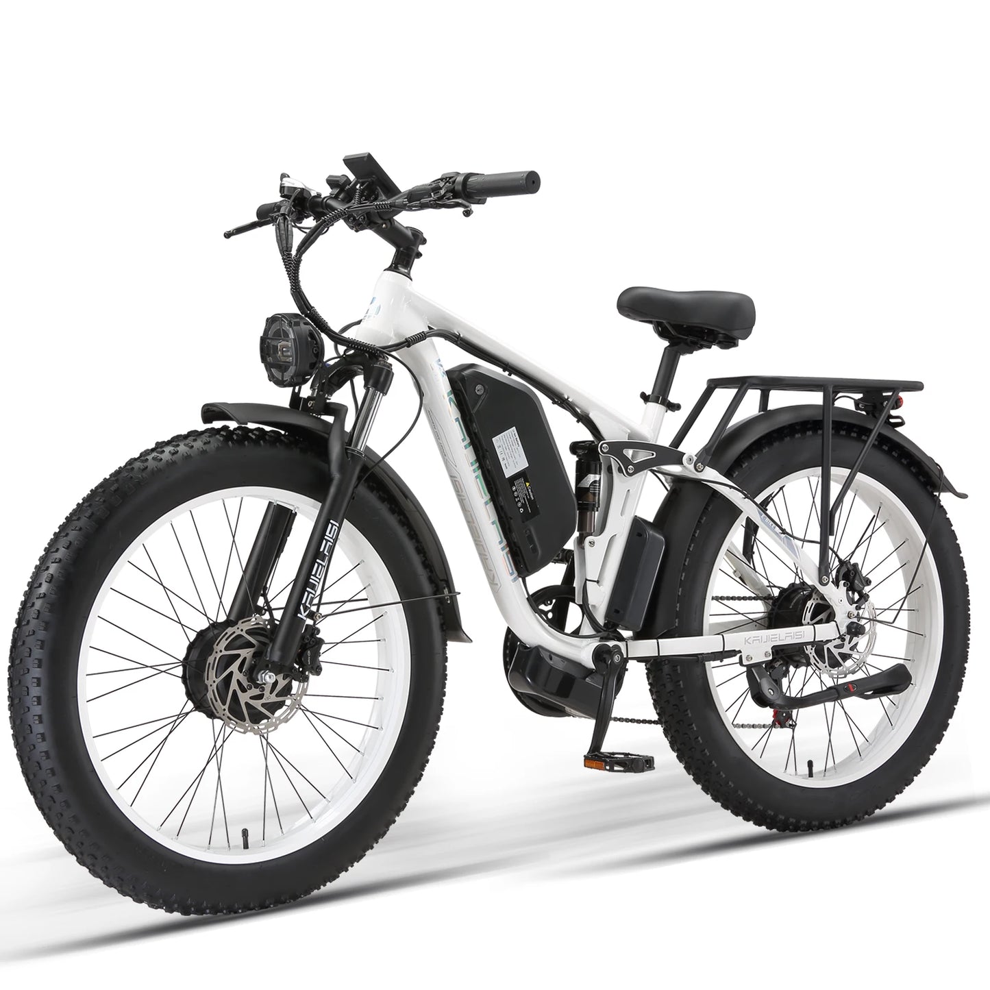 Kajelaisi 3000W Dual Motor Electric Bike – 52V 26Ah Battery, Full Suspension, Hydraulic Brakes, 24x4.0 Fat Tires, 38 MPH Off-Road E-Bike for Adults