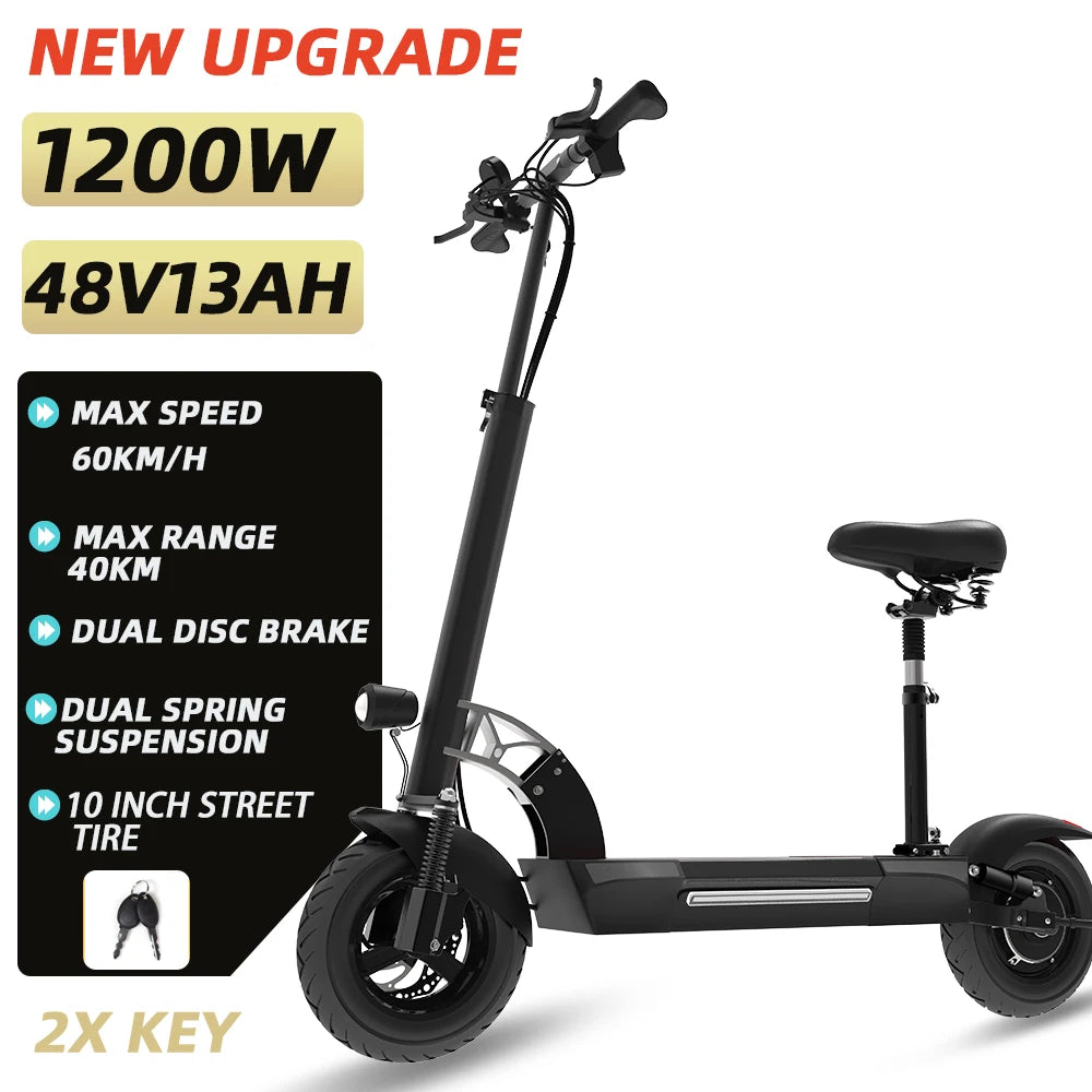 6000W 72V Electric Scooter – High-Speed Off-Road eScooter with Seat, Dual Drive, and LCD Display